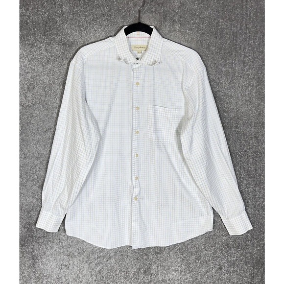 Tommy Bahama Windowpane Long Sleeve Button Up Shirt Mens Size 15.5‎ 34/35 - Picture 1 of 8